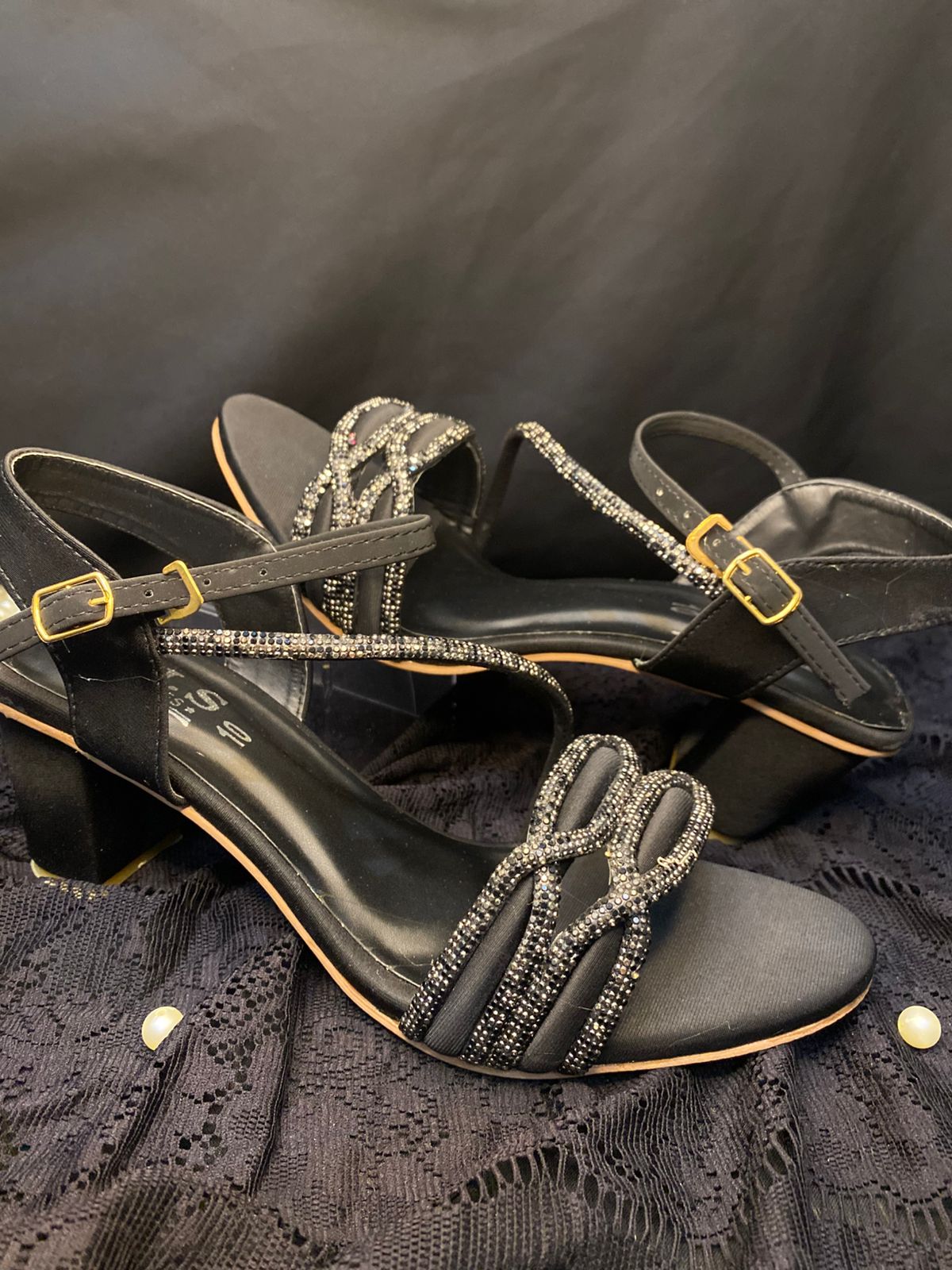 Black Aura Block Heels