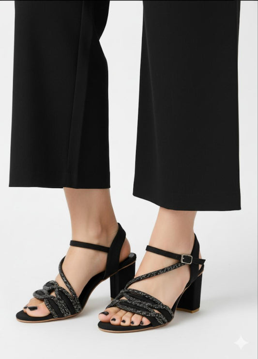 Black Aura Block Heels