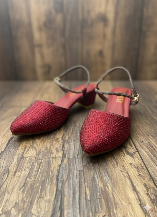 Mehroon Compfy Block Heel Pump