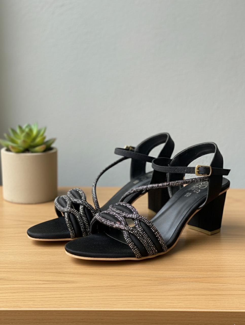 Black Aura Block Heels