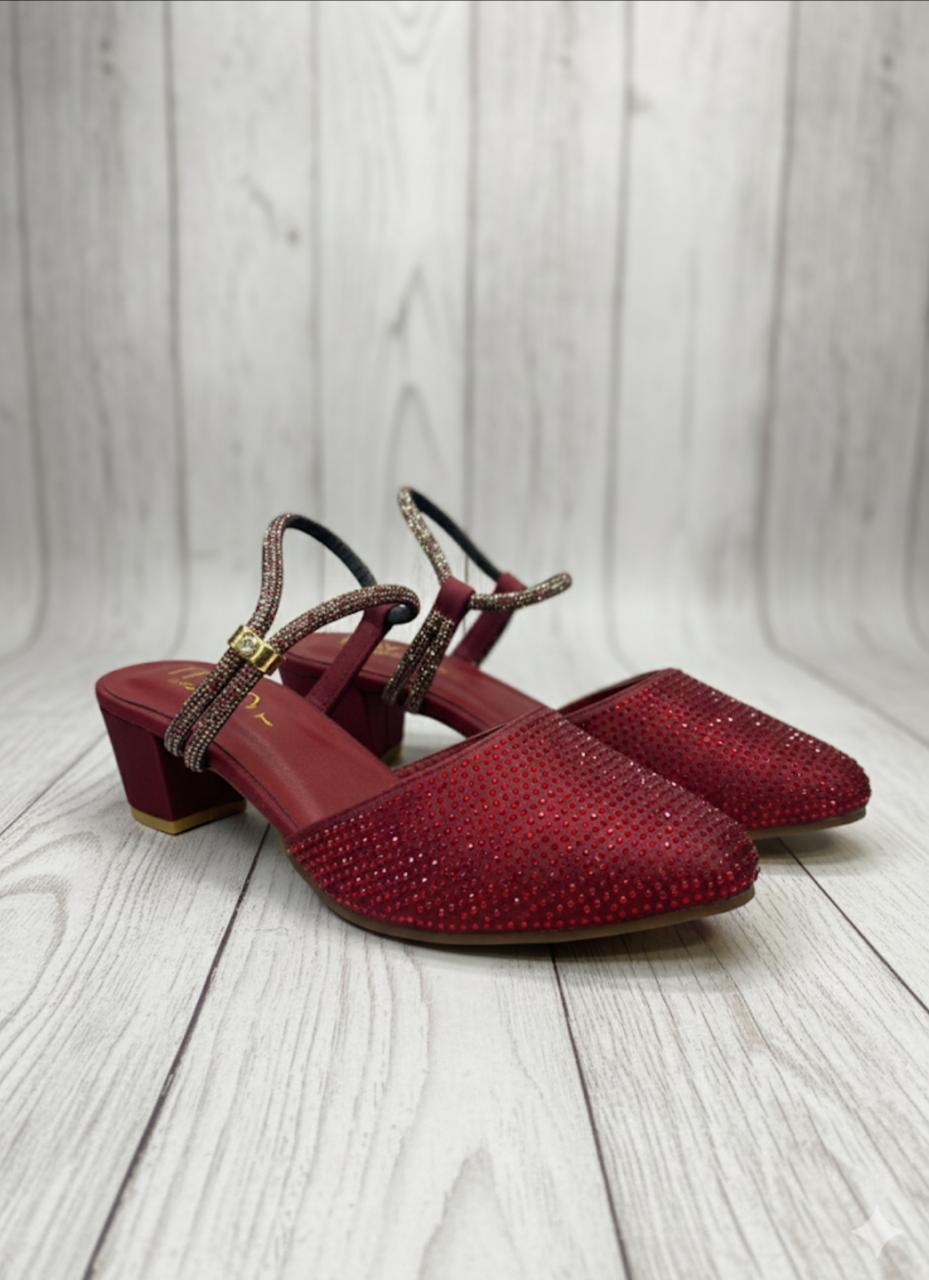 Mehroon Compfy Block Heel Pump
