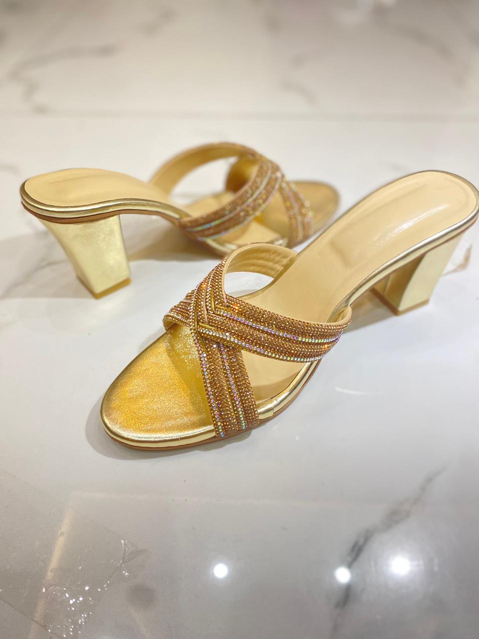 Beige Glace Block Heels