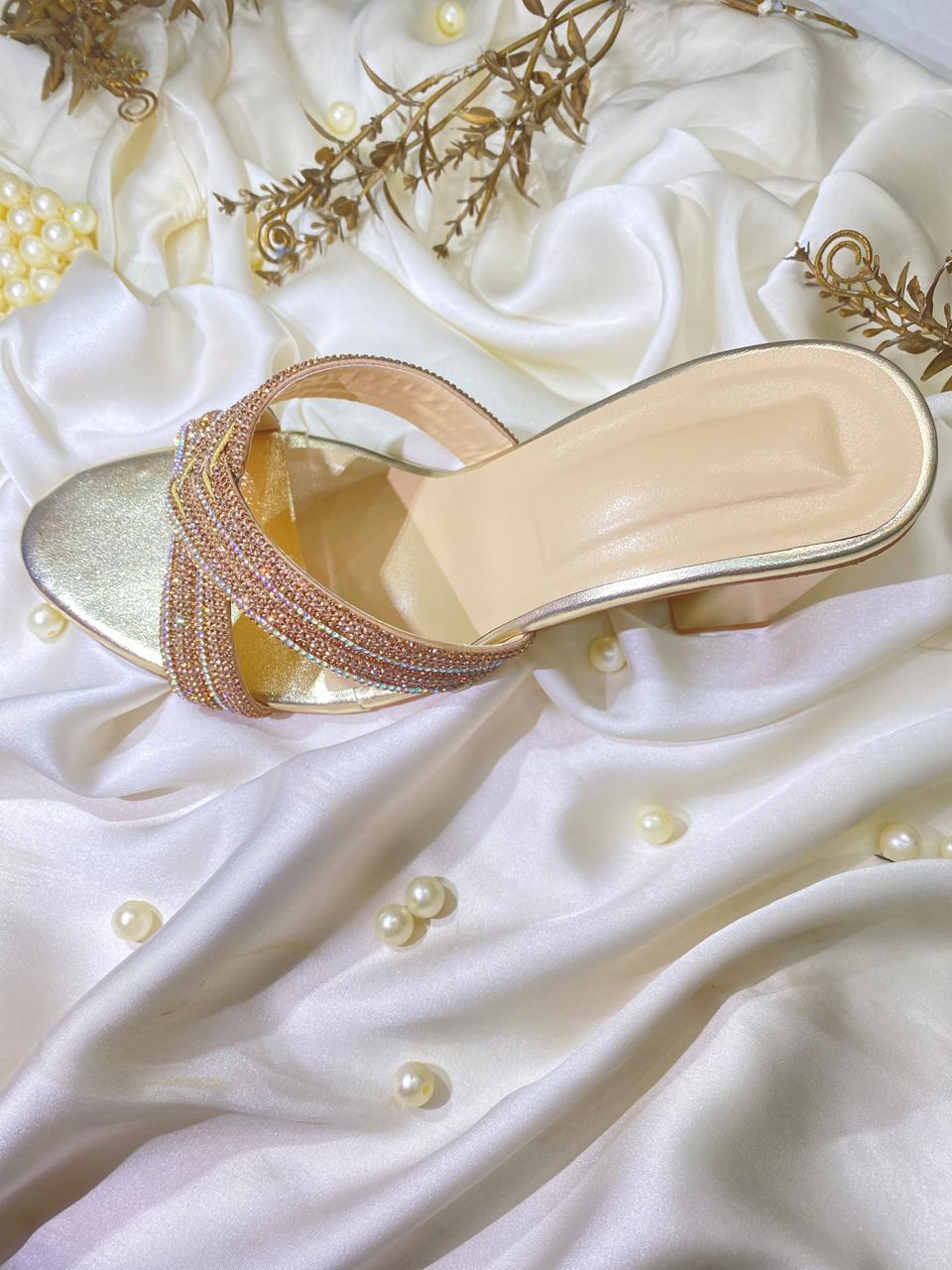 Beige Glace Block Heels
