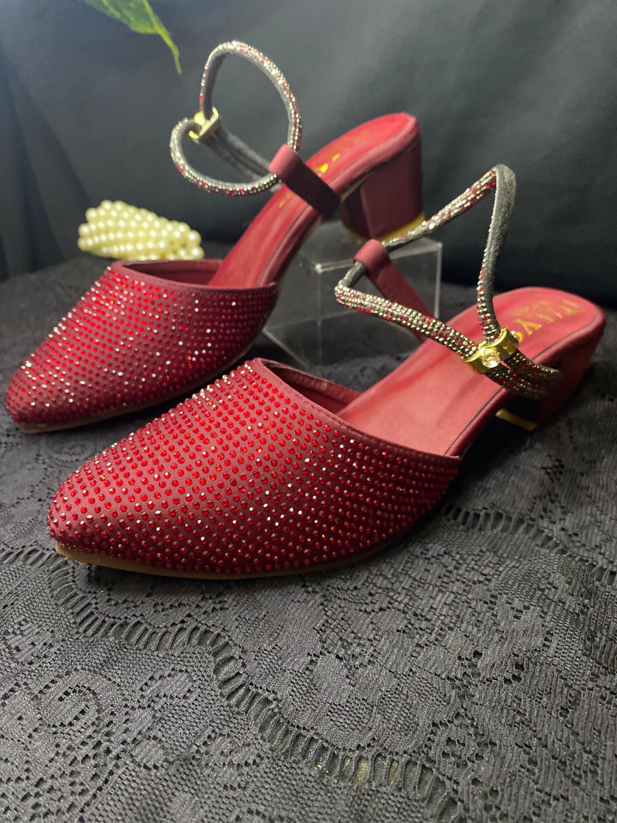 Mehroon Compfy Block Heel Pump