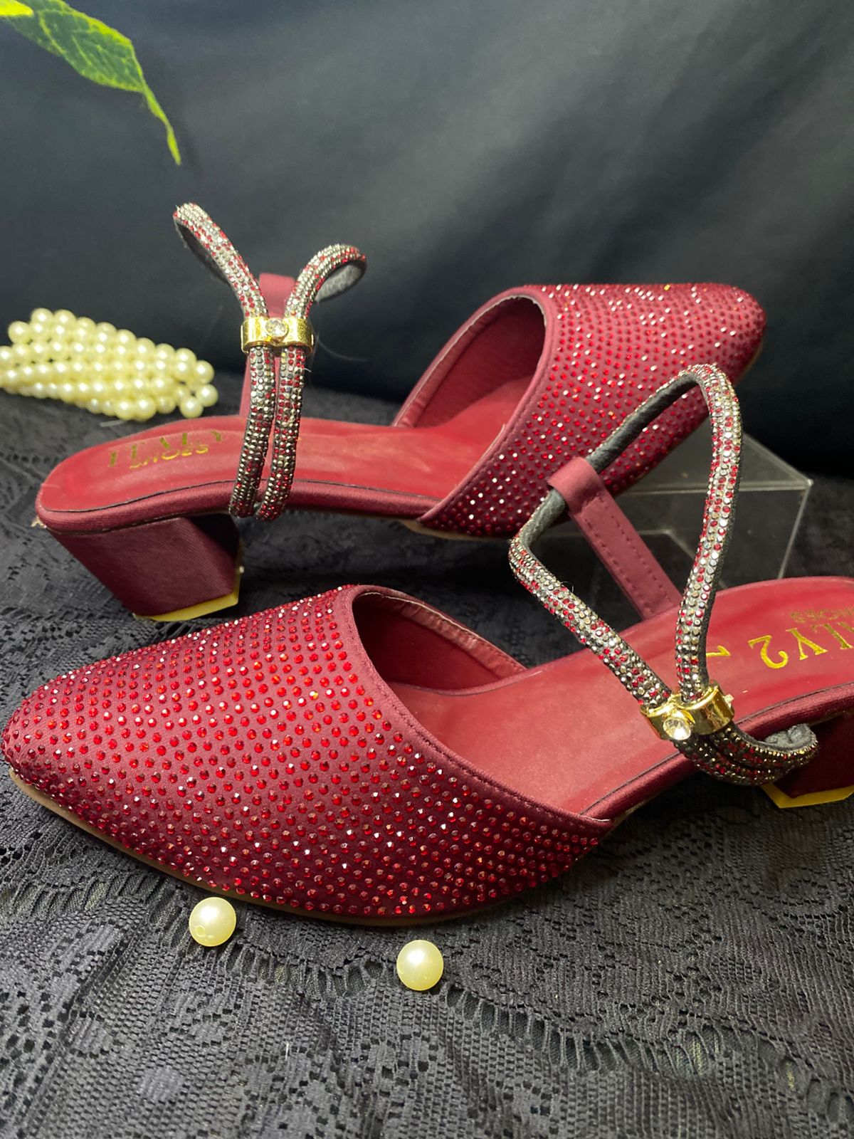 Mehroon Compfy Block Heel Pump
