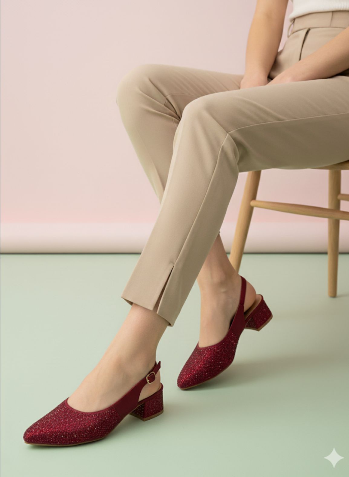 Mehroon Compfy Block Heel Pump