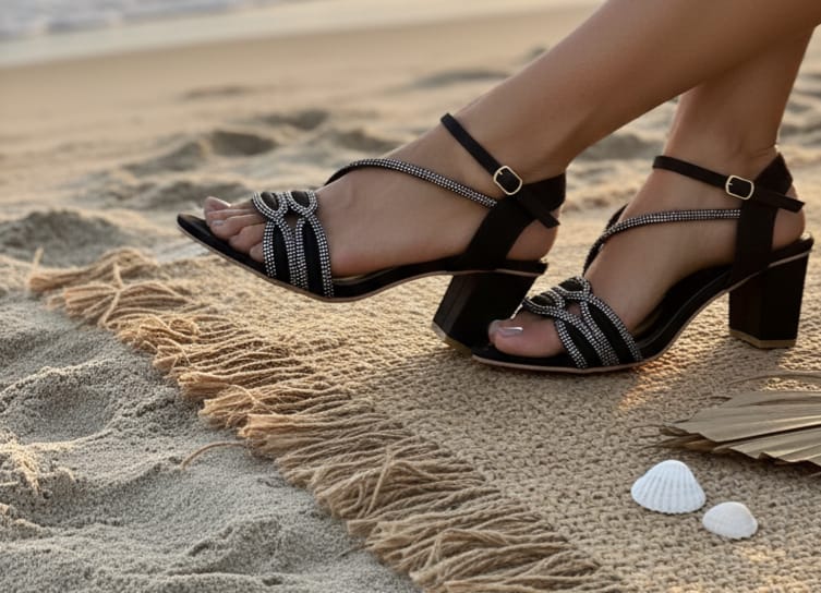 Black Aura Block Heels