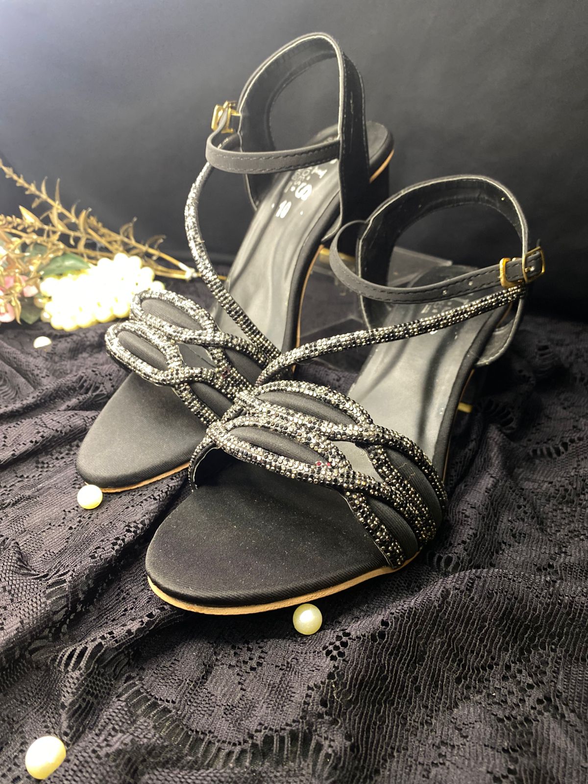 Black Aura Block Heels
