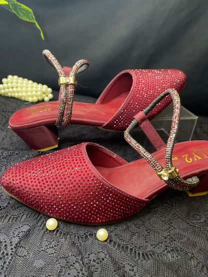 Mehroon Compfy Block Heel Pump